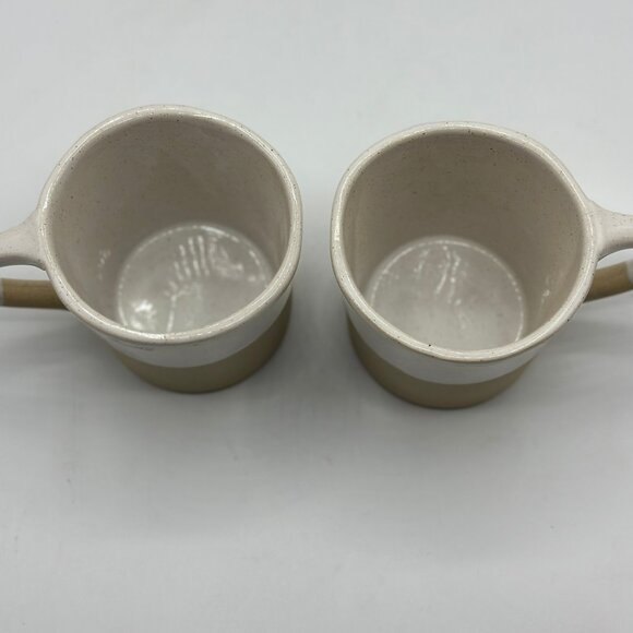 Anthropologie Glazed Garage Pier Stoneware Set of 2 Mugs Tan and White NWT - Picture 5 of 9